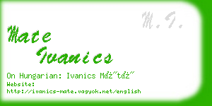 mate ivanics business card